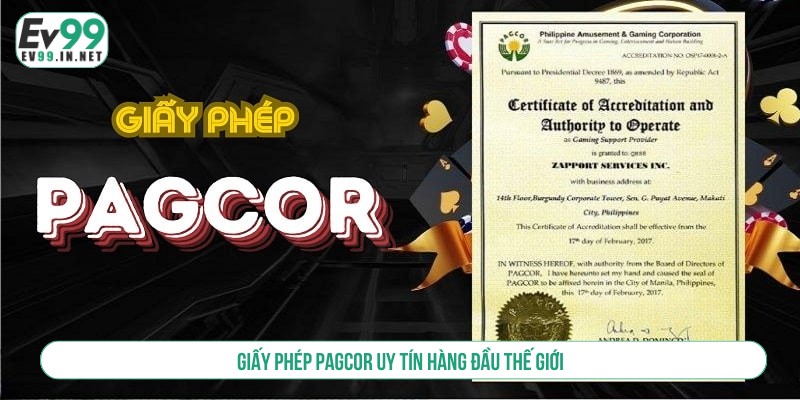 Giấy phép PAGCOR uy tín hàng đầu thế giới