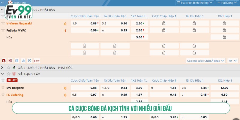 Cá cược bóng đá kịch tính với nhiều giải đấu